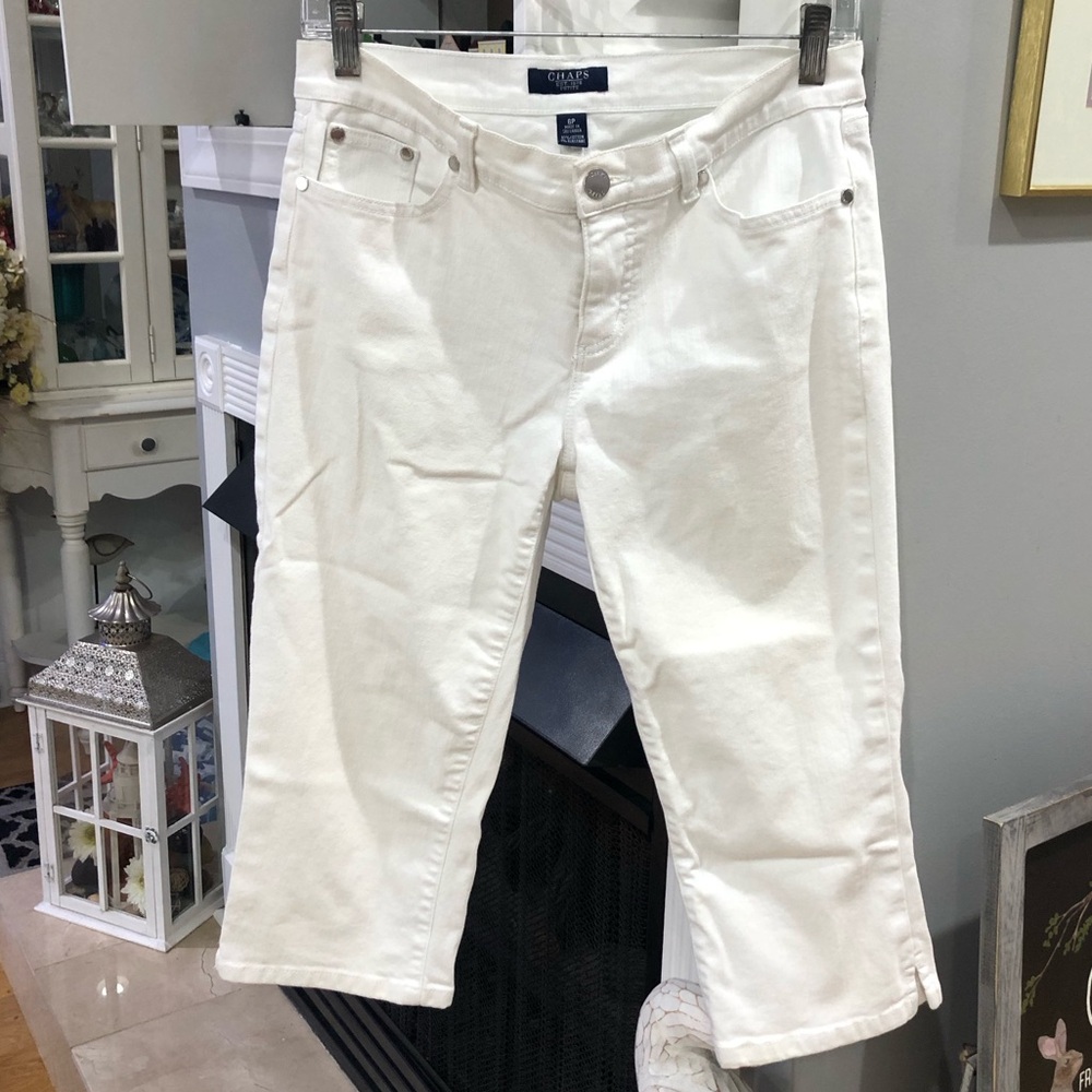 Chaps Petite White Denim Jean Capri Cropped Pants